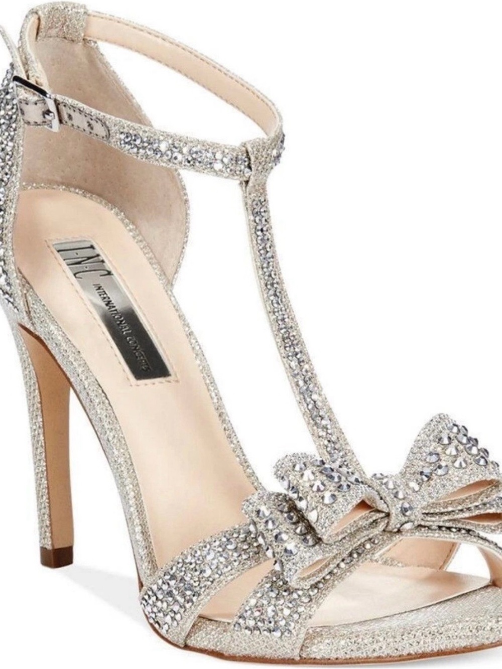 INC International Concepts Gold Crystal Bow Strappy Sandal